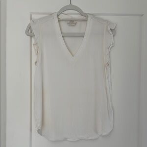 Kate Spade Women's White V-Neck Top Silk